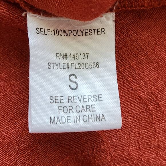 Favlux Persimmon Burnt Orange Crisscross Long Sleeve Top Small Lightweight Soft - Picture 5 of 5